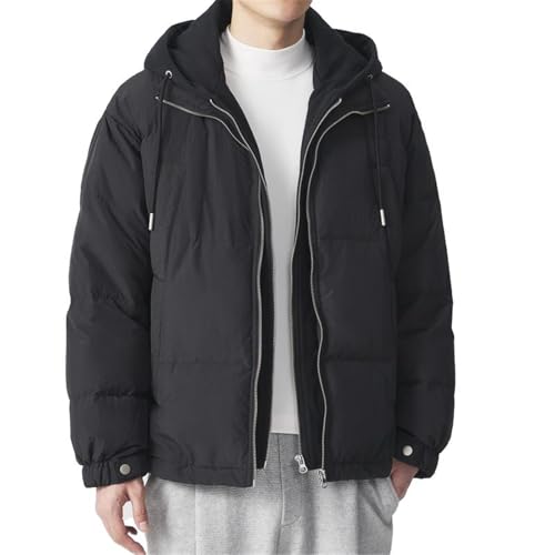 Doudoune à capuche tricotée homme manteau ample chaud et respirant