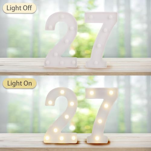 Image of LED Light Up Numbers, Marquee Number Sign for 27th Birthday Decor(27) | Battery Powered LED Lighted Numbers, Marquee Light Up Sign for Birthday Party Centerpieces Home Wall Decor Night Light