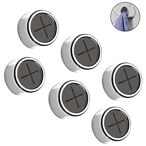 Philbinden 6 Pieces Kitchen Towel Hooks Round Adhesive Dish Towel Hook Premium Chrome Finish & Easy Installation Wall Mount Hand Towel Hook Ideal as Bathroom, Shower or Outdoor Towel Holders Cover