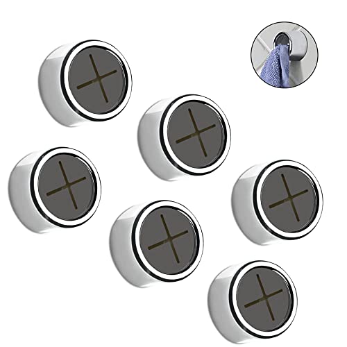 Philbinden 6 Pieces Kitchen Towel Hooks Round Adhesive Dish Towel Hook Premium Chrome Finish & Easy Installation Wall Mount Hand Towel Hook Ideal as Bathroom, Shower or Outdoor Towel Holders