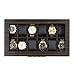 Glenor Co Large 12 Slot Wooden Watch Box For Men - Modern Luxury Case with Gold Buckle & Legs - Glass Display Storage - Mens Organizer - Black Leather Pillow Holder - Brown Walnut Wood