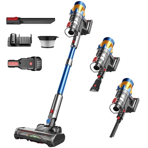 Cordless Vacuum Cleaner, 550W 65Kpa 40Mins Vacuum Cleaners for Home, LED Screen Stick Vacuum Cleaners, Anti-Tangle and 1.2L Dust Cup, 4 in 1 Lightweight Vacuum for Hardwood Floor Carpet Pet Hair