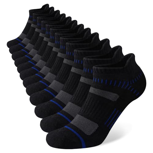 Niofind Calcetines Hombre Deporte 6 Pares, Cortos Amortiguados Unisex, Algodón Transpirable Secado Rápido, Running Caminar Senderismo, Negro