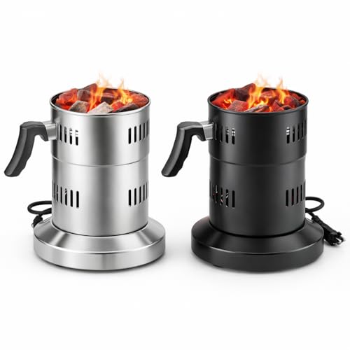 1x Electric Charcoal Burner For Hookah And Incense Fast Heating 5 Gear Adjustable Temperature Safe For Home Or Outdoor Use Silver/Black Model-M619