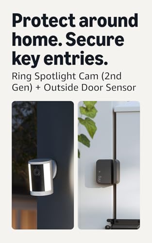 Image of Ring Spotlight Cam, Battery (newest model), White with Outside Door Sensor (newest model)
