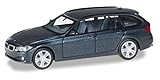 Hochwertiges Sammlermodell Herpa 038225-002 BMW 3er Touring Fahrzeug, saphirschwarz metallic/Saphir Black metallic