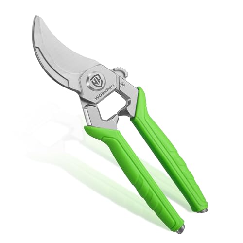 WORKPRO 8.5" Bypass Pruning Shears, Professional Garden Shears with Forged Stainless Steel Blades, 3/4" Cut Capacity, Spring-Loaded, Safety Lock, Hand Pruner for Trimming, Bonsai, Flowers
