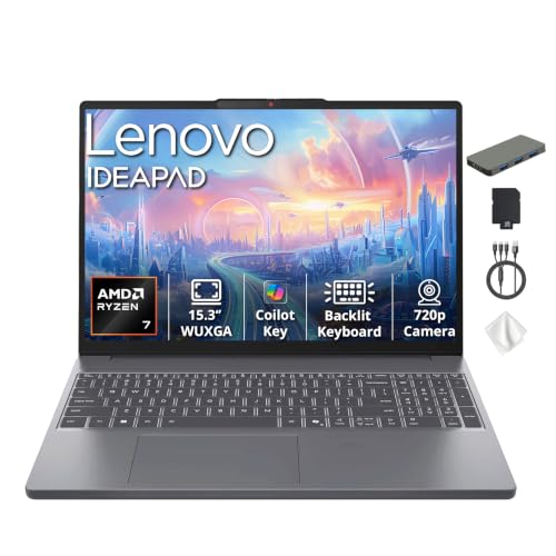 Image of Lenovo IdeaPad Slim 3 15.3 inch WUXGA Touch Laptop, AMD Ryzen 7 8840HS, 40GB RAM, 3TB Storage(2TB SSD +1TB Docking Station), AMD Radeon 780M, Wi-Fi 6, Backlit Keyboard, Webcam, Win 11, Gray