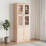 Fasba Armario de Madera con Vitrina de Pino - Almacenaje Amplio y Rustico,5 cm Modelo FCZJ-353949ESGMRX