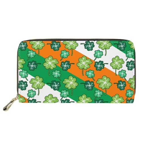JOAIFO Womens Wallet Fashion Saint Patrick Print Long Clutch Large Capacity Purse Billfold Wallet St. Patrick's Day Theme PU Leather Clutch Bag