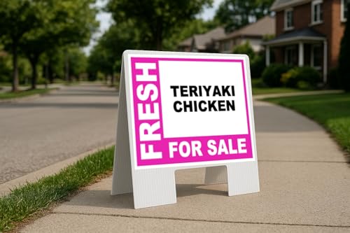 Teriyaki Chicken Fresh For Sale Pink Folding Coroplast A-Frame with
