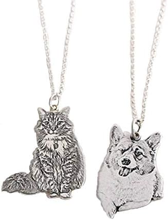 STARATION Custom Picture Necklace Personalized Pet Cat Dog 925 Silver Photo Engraved Pendant Gift for Pet Lover (StyleA)