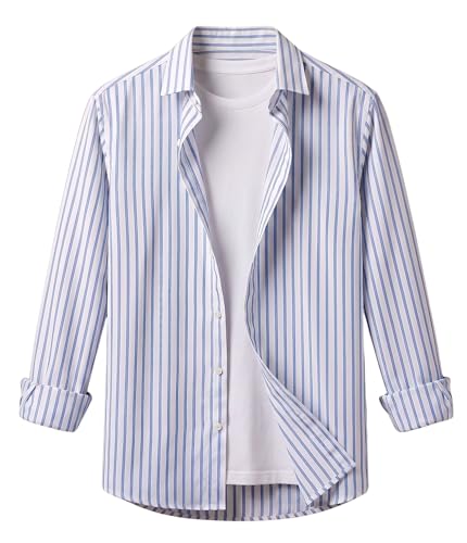 Image of Afflatus Men's Striped Casual Regular Fit Shirt Cotton Blend Stripe Full Sleeve Stylish Shirt for Men