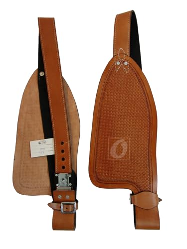 Generic Saddle FENDERS Western Roping Ranch Barrel Racing Trail Pleasure Tooled Rough Out Leather Replacement TACK Repair Pair (Waffle Tooled), Adult, Black , Brown , Tan