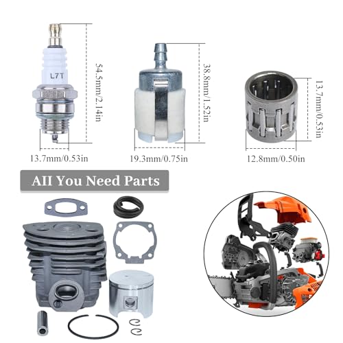 Nikasil Plated Cylinder Piston Bearing Kit For Husqvarna 51 55 For Rancher (46mm) Chainsaw Fuel Filter Line Gasket 503 16 91-71 - Thumbnail 2
