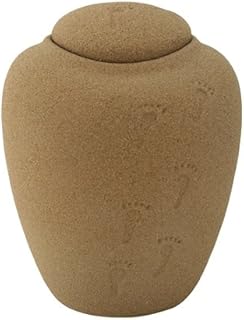 Oceane Sand Footprints Biodegradable Urn for Ashes, Earth Friendly Urn for Ground or Sea Burial, Eco Urn for Ashes, Adult Sized Cremation Urn, 9 Inches High