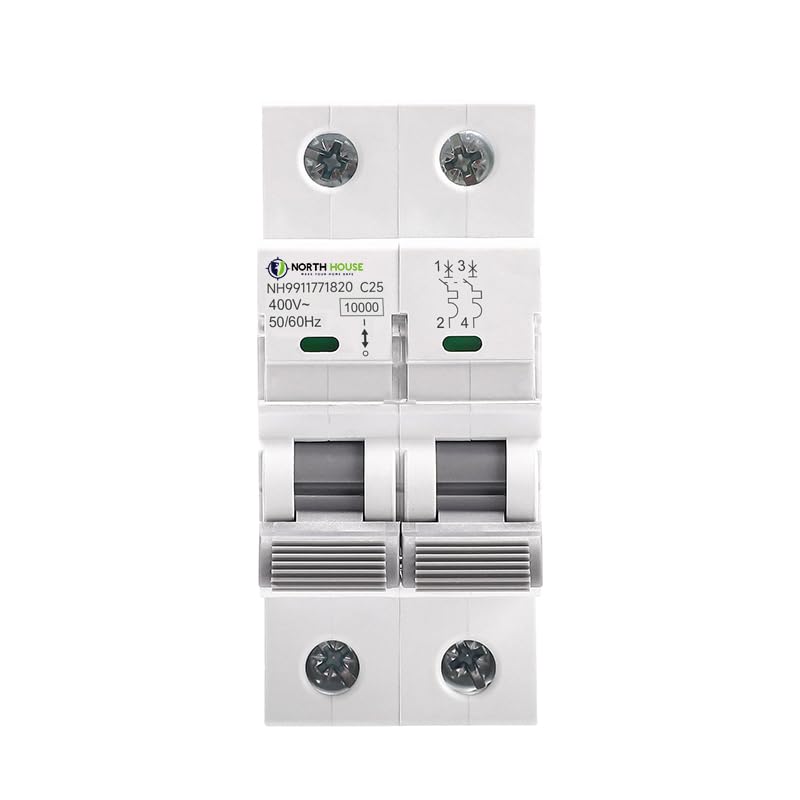 Image of NORTH HOUSE 25 A Double Pole MCB | 10kA Breaking Capacity | C-Curve Tripping | Overload & Surge Protection | Durable Polycarbonate Housing | 5 Year Warranty