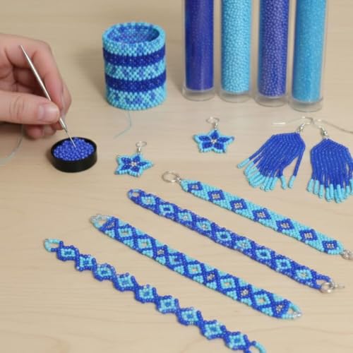 Image of Beadsnfashion Preciosa Seed Beads Tube Combo, Aqua 5 Multicolor Size 11 /0 (2 MM) for Beading, Jewellery Making, Embroidery, Bracelets, Necklace and Craft Projects