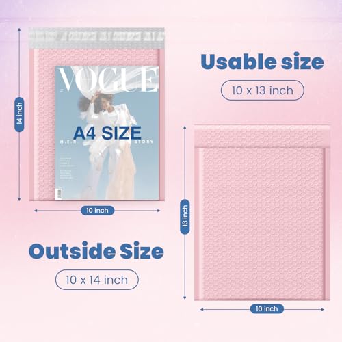 Image of Fuxury Bubble Mailers 10x13 Inch Light Pink 25 Pack, Opaque Padded Envelopes for Clothing, Books, Makeup & Accessories, Self Seal Shipping Bags for Small Business