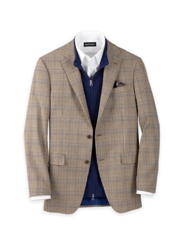 Paul Fredrick Men's Microfiber Plaid Single Breasted Notch Lapel Sport Coat
