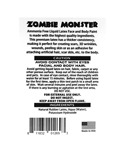 Llf Zombie Monster, Ammonia Free Liquid Latex Body Paint - 16Oz, Clear #TOP5
