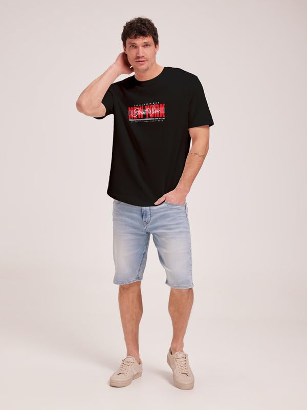 Image of JUARI BE A GENTLEMAN Men's Printed Cotton T-Shirt - Round Neck, Regular Fit, Soft & Comfortable - Trendy Casual Half Sleeve T-Shirt for Everyday Wear - Stylish & Breathable Fabric for All-Day Comfort
