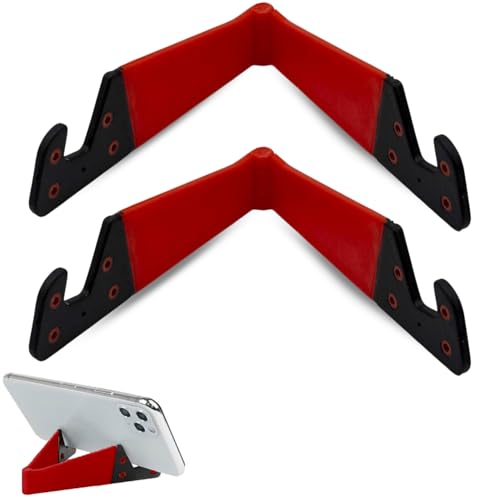 Soporte para móviles, Soporte Mesa móvil y tablet , Soporte de escritorio para smartphone, Angulo de hasta 90º, Compatible con Todos los Modelos, Apto para viaje, 2 unidades (Rojo)