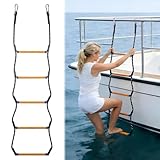 5 Step Boat Rope Ladder Heavy Duty Foldable Marine Rope Ladder with Storage Bag Portable Marine Boarding Tool for Inflatable Boat Kayak Pontoon Motorboat Canoeing and Outdoor Watercraft
