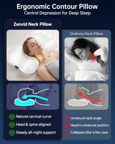 Cervical Neck Pillow, Memory Foam Pillows for Side/Back/Stomach Sleepers - image 2