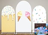 Set of 3 Donut Arch Covers Sweet One Sprinkles Arched Backdrop Cover Stretchy Cover for Donut Grow Up Party Decoration Round Top Frame Spandex Cover (41,(7.2FT, 6.6FT, 6FT) Cover)