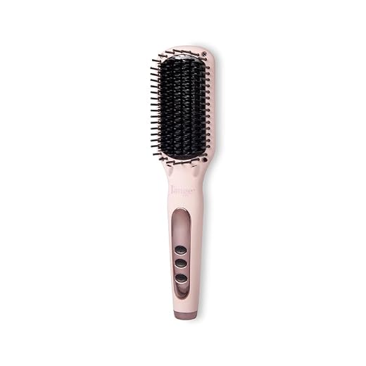 L'ANGE HAIR Le Vite Straightening Brush | Heated Hair Tool for Smoother, Frizz-Controlled Look | Dual-Voltage Hot Brush Straightener for Effortless Styling & Shine | Ceramic Standard Size (Blush)