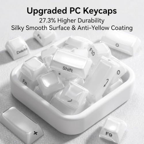 132 キー クリスタルクリア Jellyキーキャップ キー サイドプリント CBSA プロファイル Cherry Gateron MX メカニカル 対応 (ホワイト)
