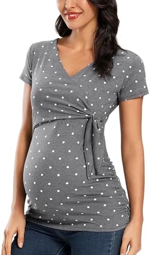 Love2Mi Damen Stillshirt V-Ausschnitt Umstandsshirt Umstandsmode Mode | Weiches Bequem Material, Feminine Passform Mit V-Ausschnitt, Praktische Stillfunktion, für Schwangerschaft U