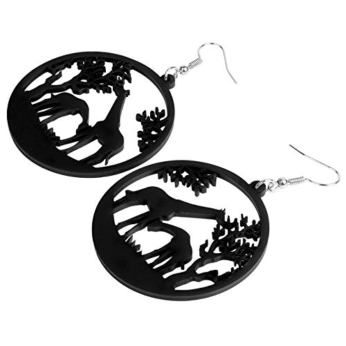 NEWEI Acrylic Hollow Big Round Circle African Giraffe Earrings for Women Dangling Safari Animal Jewelry Charms3