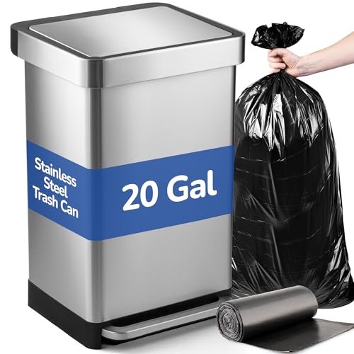 Caneca de basura grande de acero inoxidable 20 galones