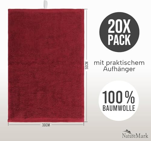 NatureMark Gästetücher – 20er Pack (30x50 cm), 100% Baumwolle, Oeko-TEX Zertifiziert, weich, saugfähig und pflegeleicht – Für Bad… – Ansicht 2