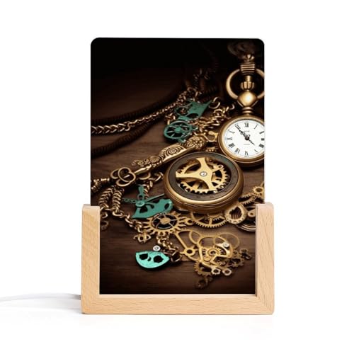 YHNNH Steampunk Watches Keys and Chains Night Light, Decorative Desk