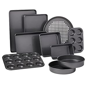 Oneida Select 10 Piece Nonstick Metal Bakeware Set, High-Performance & Dishwasher Safe,Silver