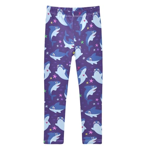 Girls' Leggings Shark Underwater Ankle Length Printed Leggings Comfort Pants for Kids 4-10 Years