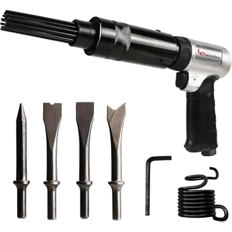 LE LEMATEC Air Needle Scaler with Hammer Chisel Kit, 4800 BPM Pneumatic Needle Gun for Metalworks, Rust, Weld & Paint Remover, Pistol Grip Metal Scraper Air Compressor Accessories (LE-AN324K) Cover
