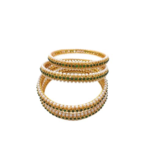 MEHAK CURATORS Traditional Antique Gold Plated Pearl Kemp Bangles for Women and Girls set of 4 (2.6) (B0D5B6J2PK) Amazon Price History, Amazon Price Tracker