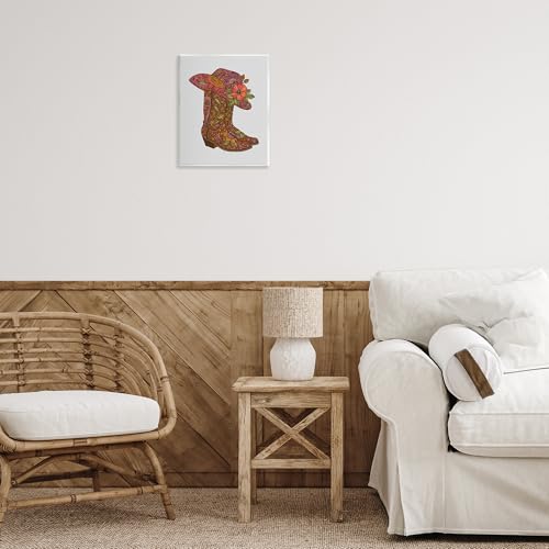 Image of Paisley Cowboy Boots Floral, 11 x 14 Inch Mounted Print on Wall Plaque | Stupell Industries . By Valentina Harper . Ready to hang . Great for farmhouse or shabby chic spaces . Made in USA