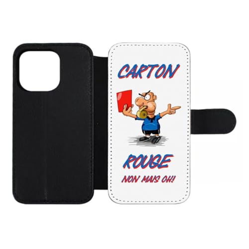 Étui cuir iPhone 15 Pro cadeau idéal Arbitre Carton Rouge original