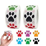 1000 Stücke Hundepfoten Aufkleber, 2 Rolle Hunde Pfoten Druck Aufkleber Pfotenabdruck Bärentatze Etiketten Aufkleber, Pfotenabdruck Für Scrapbook Craft Labels Wandtattoos Dekoration