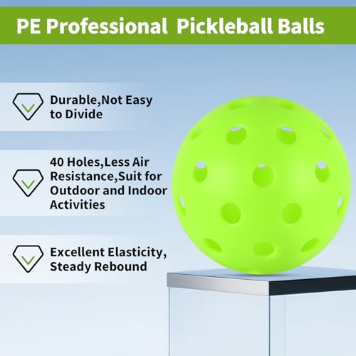 image for Wiseek 4 pcs Pickleball Balls,40 Holes Outdoor Pickleball balls,8mm Pr
