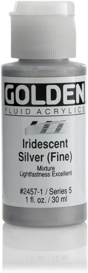 Golden Fluid Acrylic Paint 1 Ounce-Iridescent Silver Fine