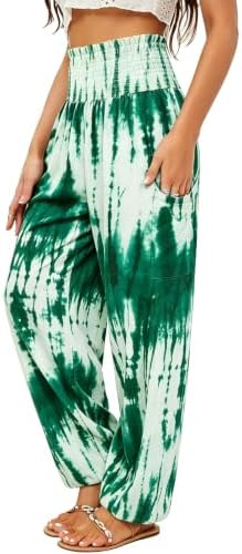 QIANXIZHAN Women's Harem Pants, High Waist Yoga Boho Trousers with Pockets