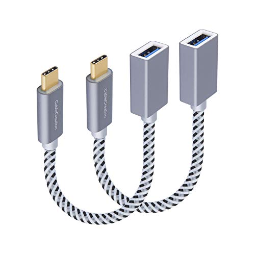 CableCreation USB-C to USB Adapter [2-Pack], 0.5ft USB-C to USB-A 3.0 Female Adapter OTG (on-the-go) Cable, Compatible with Macbook (Pro), Galaxy S10 S9 S8, Pixel 3 XL, Essential Phone etc. Space Gray