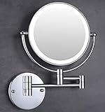moon moon 7-Inch LED Lighted Wall Mount Makeup Mirror with 3x Magnification，Double-Sided Lighted Makeup Mirror