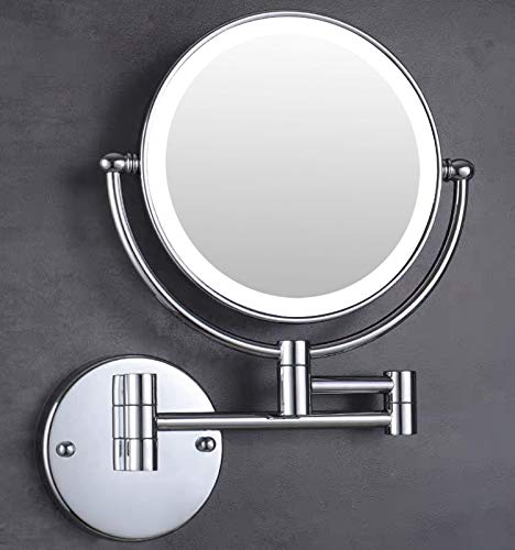 Moon Moon 7-Inch LED Lighted Wall Mount Makeup Mirror with 1X/3X Magnification，Double-Sided Lighted Makeup Mirror